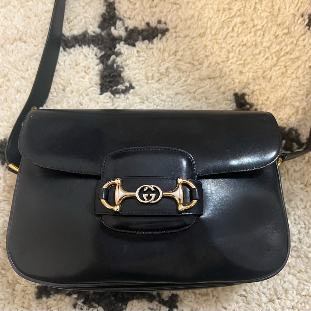 Vintage Gucci Horsebit 1955 black Leather Bag